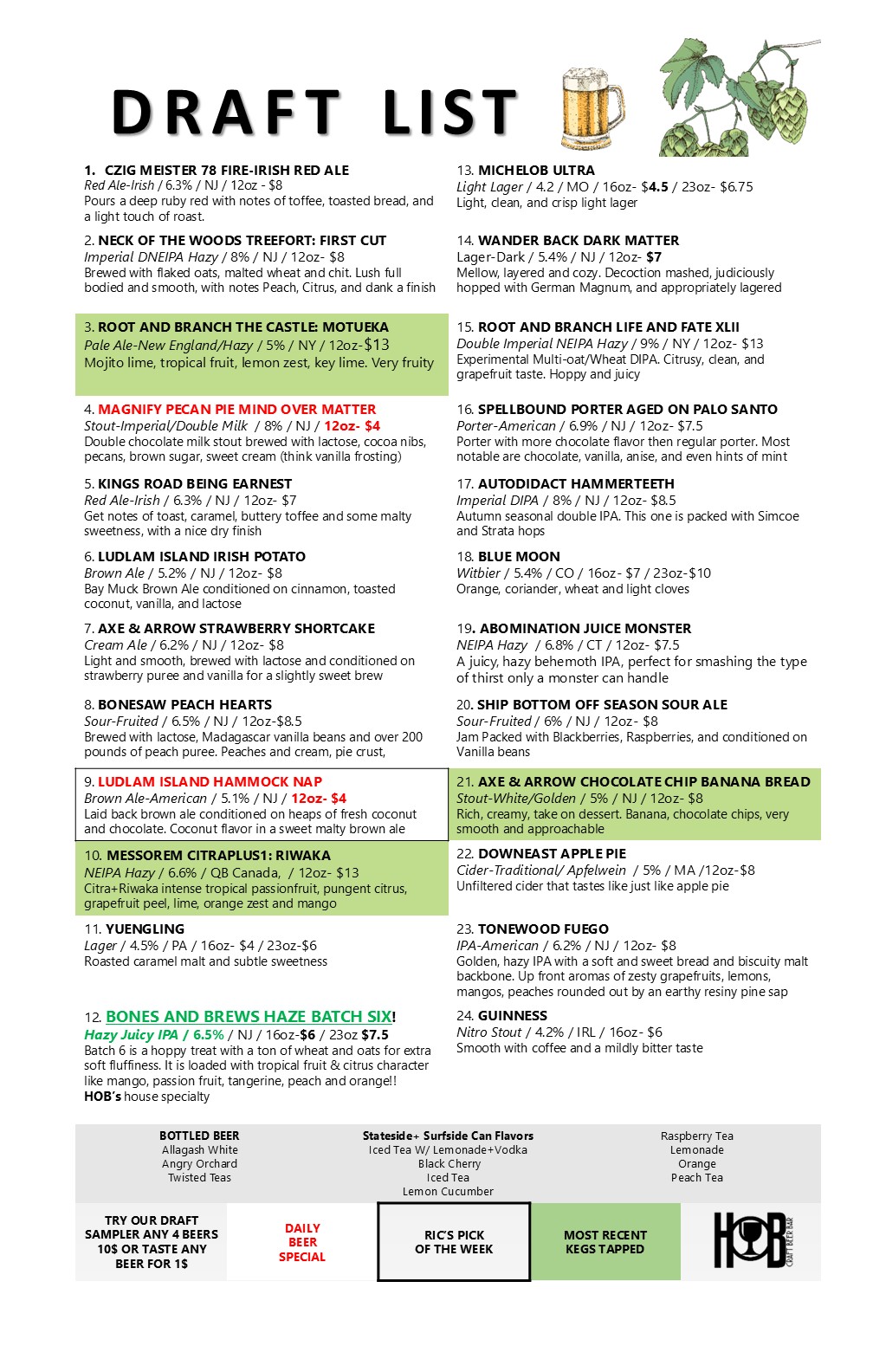 draft menu