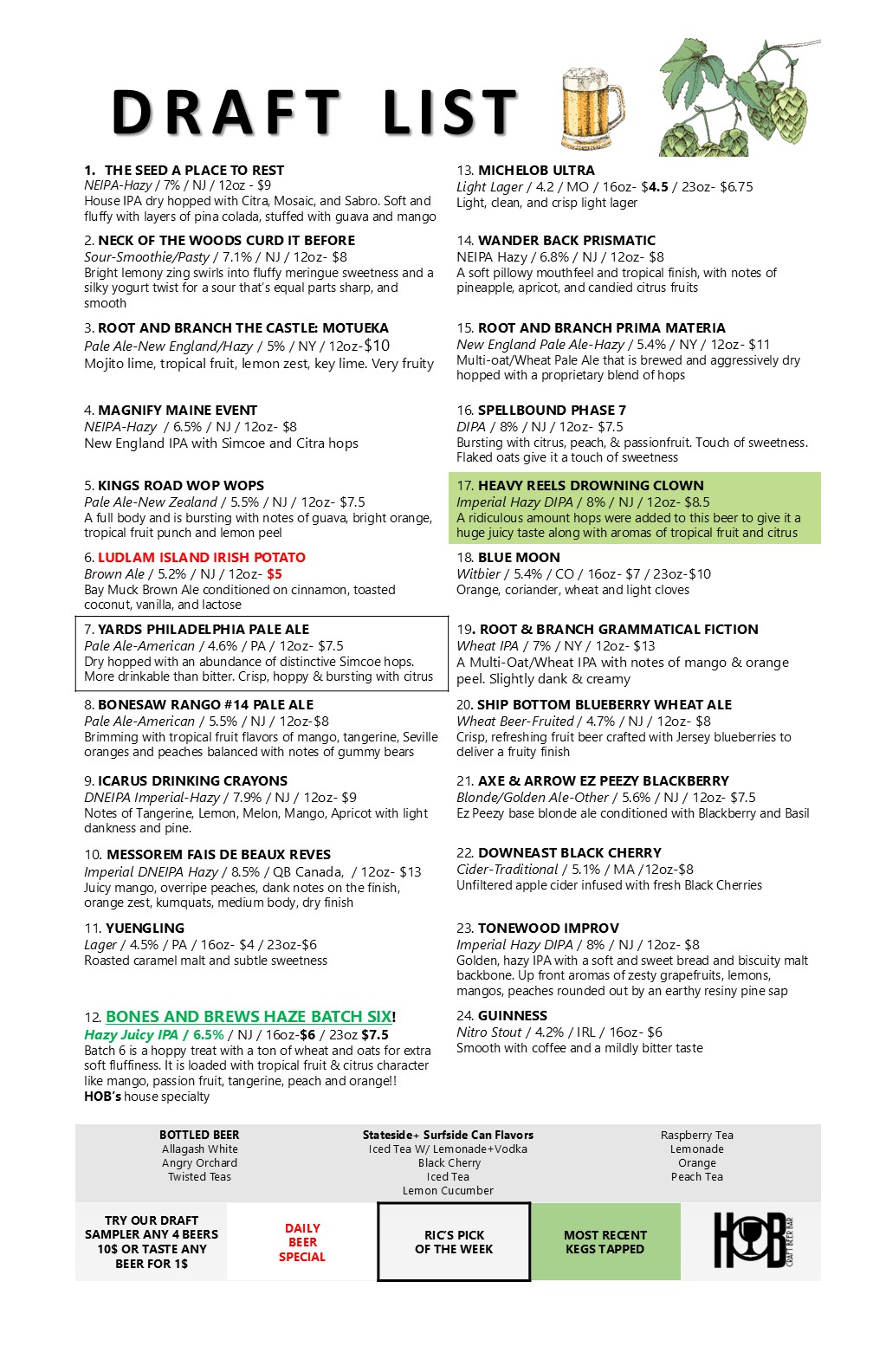 draft menu