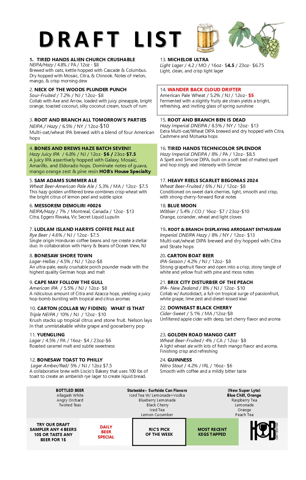 draft menu