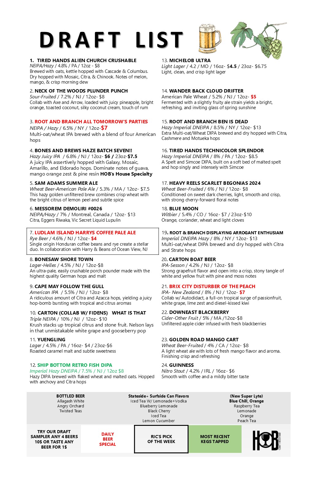 draft menu