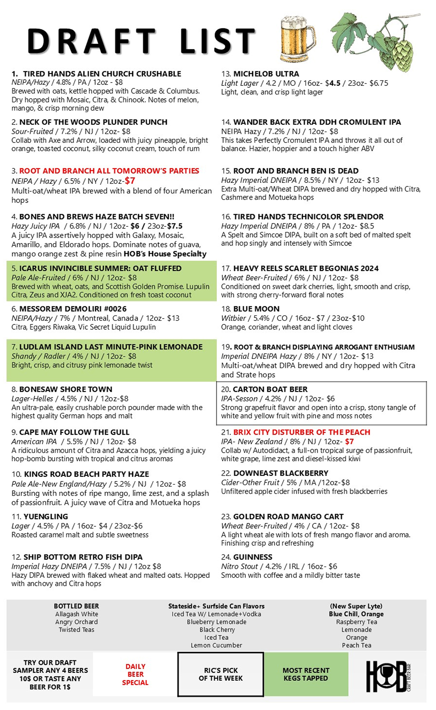 draft menu