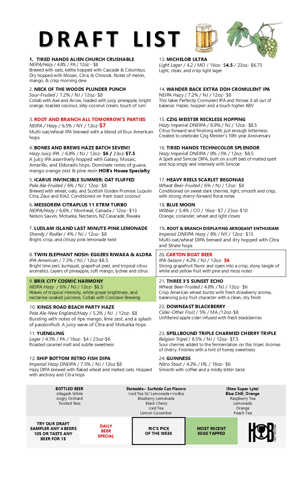draft menu