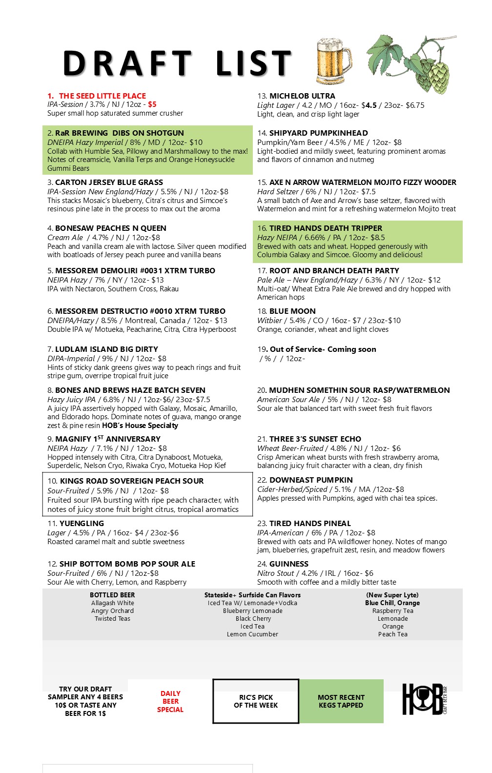 draft menu