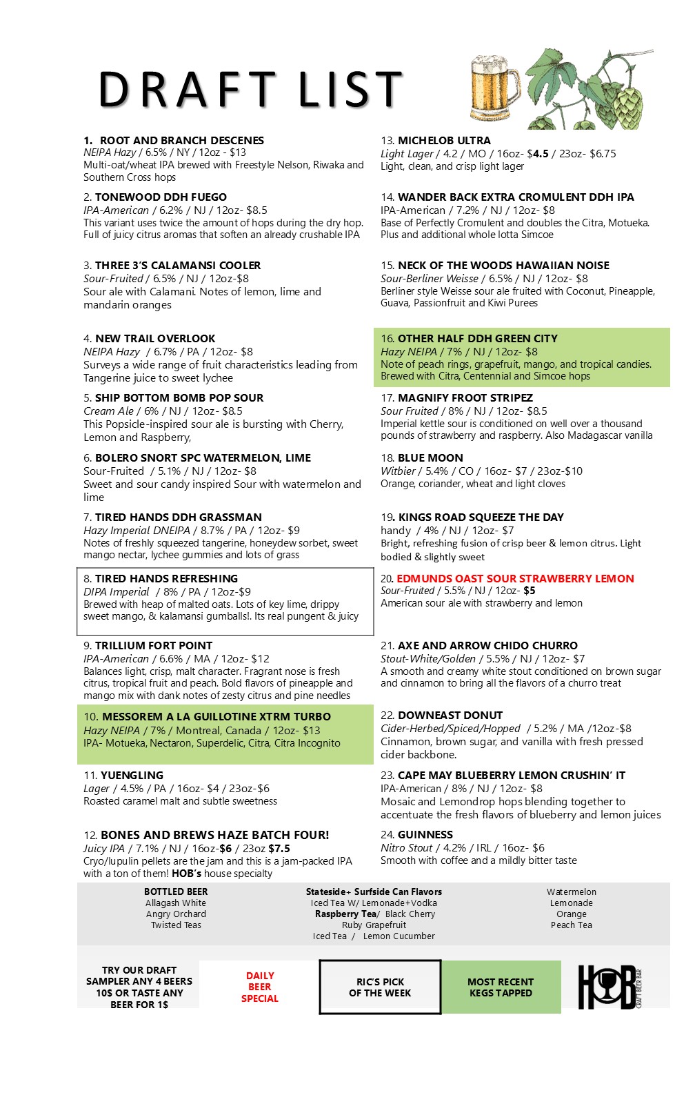 draft menu