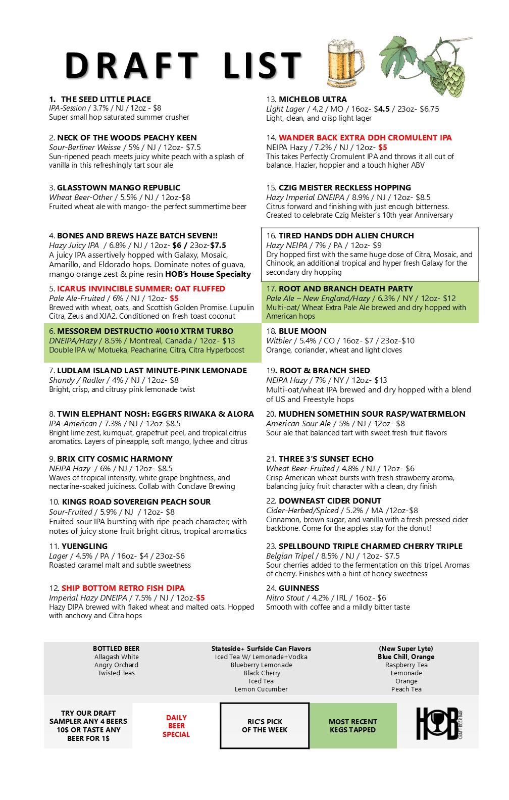 draft menu