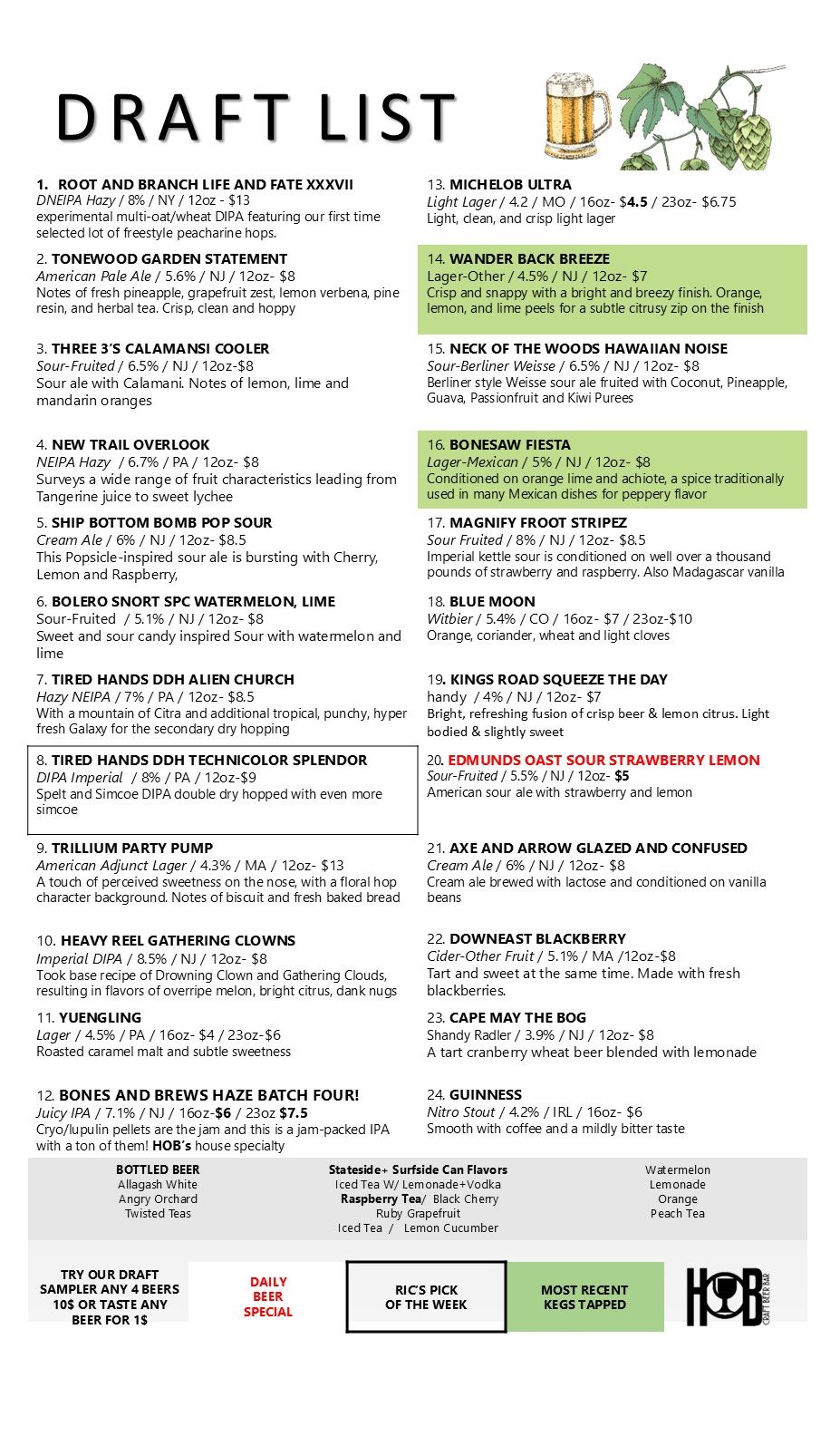 draft menu
